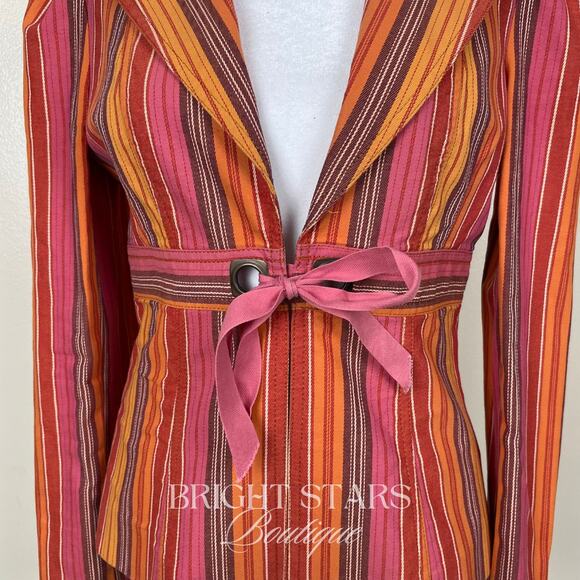 Rare Stripe Blazer Jacket ASO Paige Matthews Charmed Tie Front Vintage Y2K - Picture 8 of 11